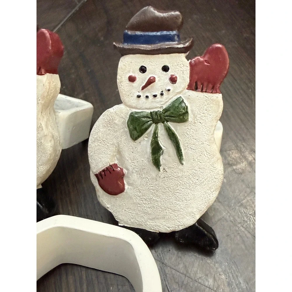 20pc‎ Christmas Napkin Ring Set Santa Snowman Snowflake Silver Beaded Holiday